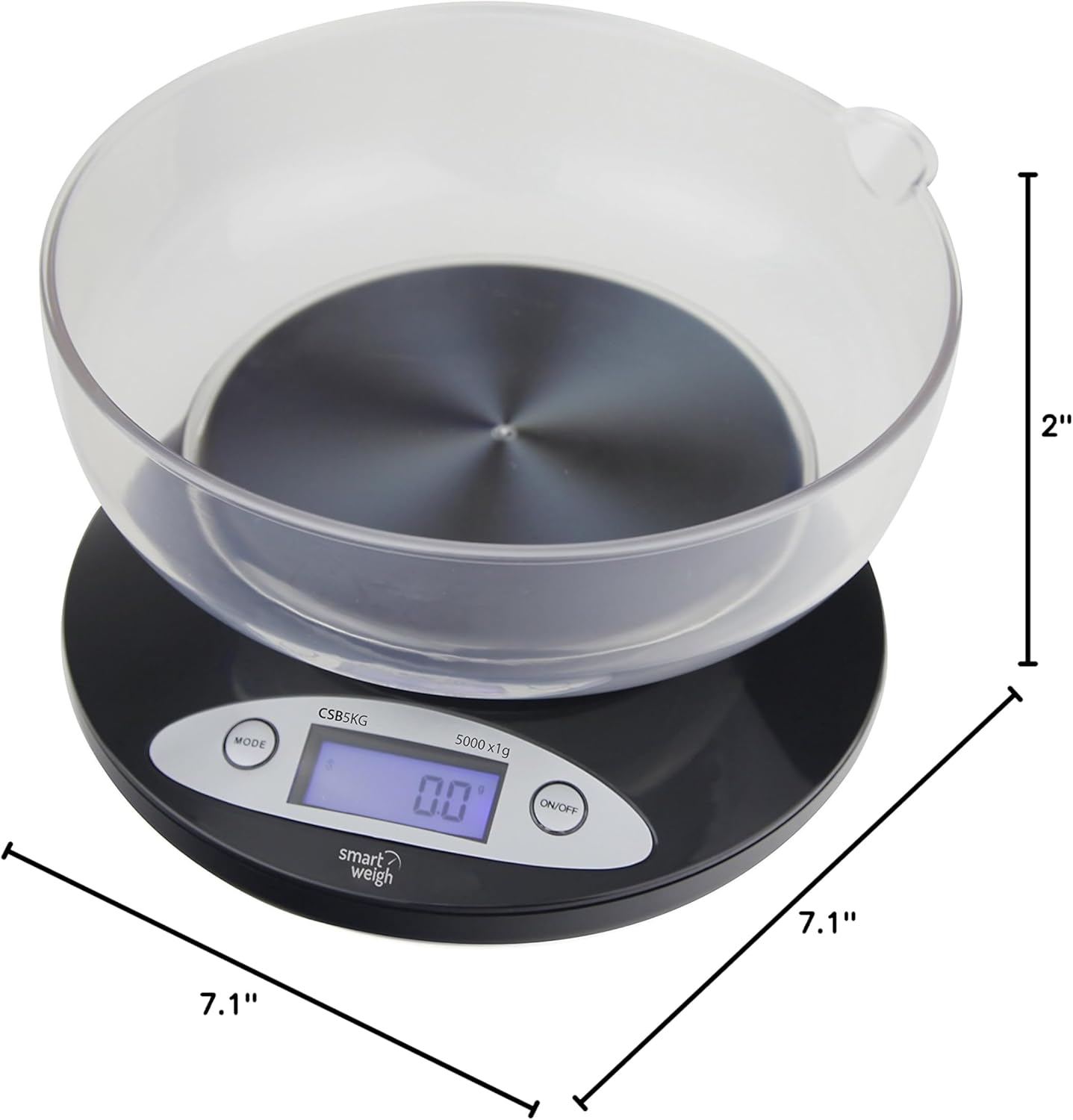 Smart Weigh Food Kitchen Scale with Bowl,11lb x 0.1oz / 5000 x 1grams, Digital Weight Scale for Baking,Cooking for Ounces and Grams