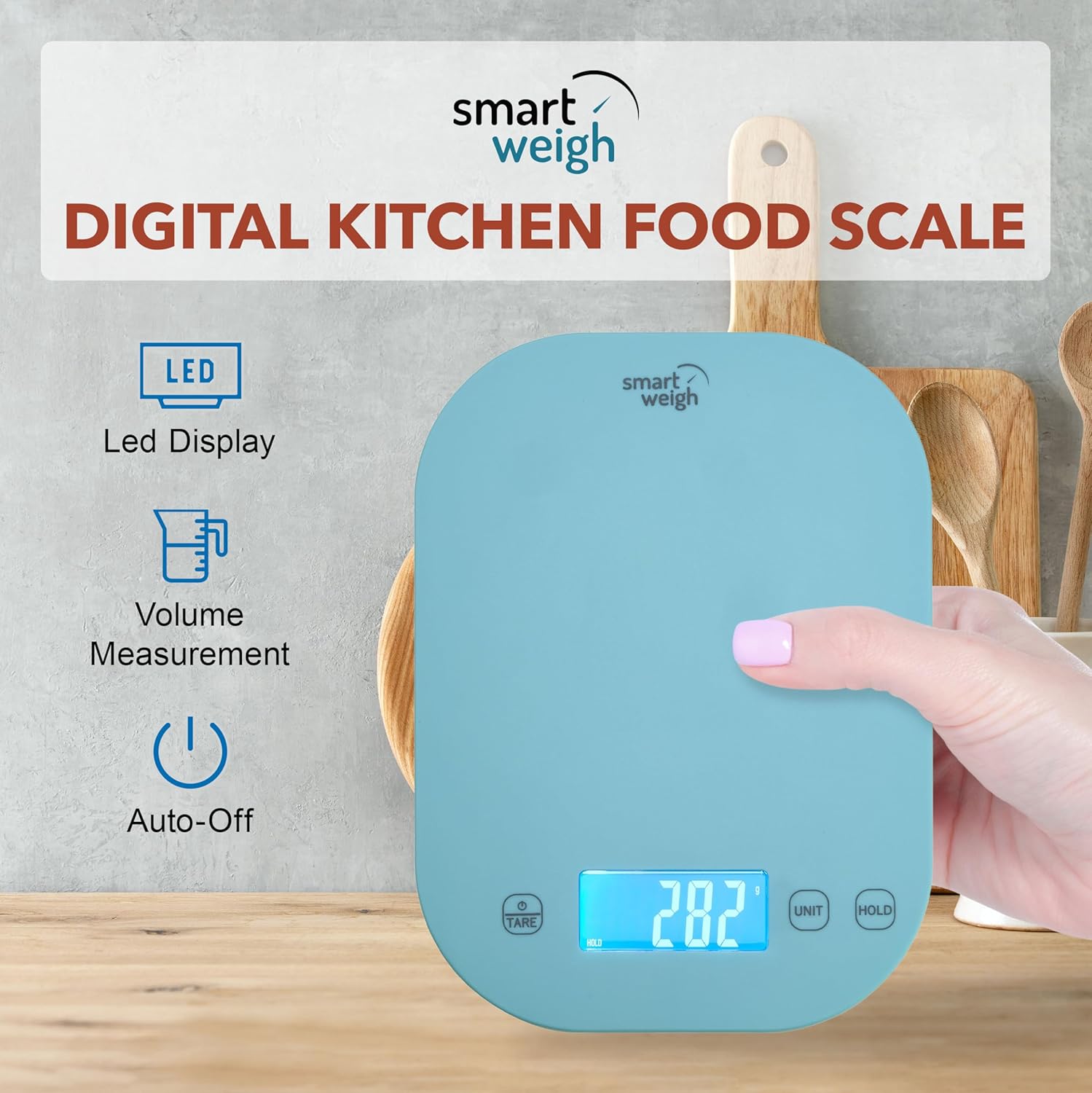 Smart Weigh Small Blue Food Scales for Kitchen Weight Loss Calorie Scale, Baking Kitchen Scales Digital Weight Grams and Ounces, Weight Watchers Scale for Food, Cooking, Bread