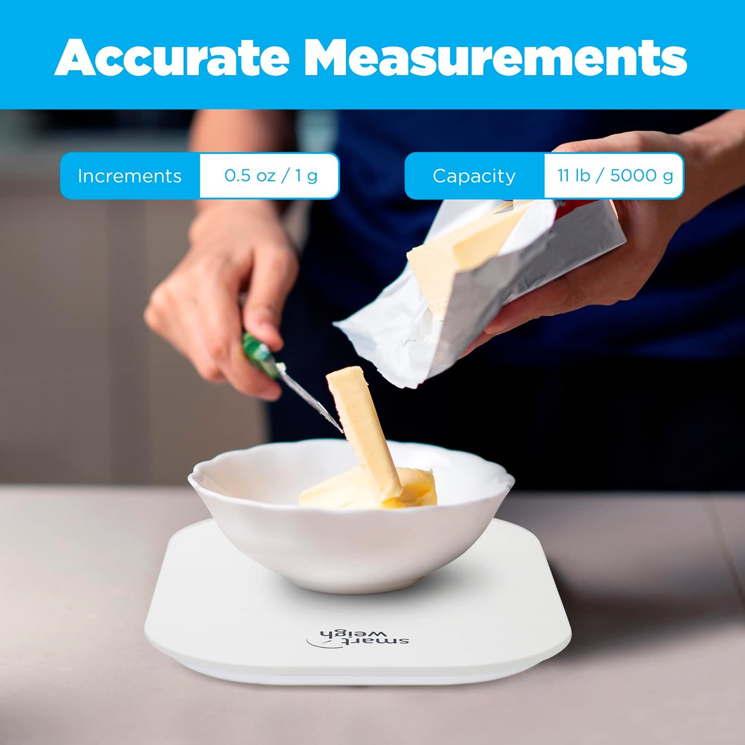 Smart Weigh Small White Food Scales for Kitchen Weight Loss Calorie Scale, Baking Kitchen Scales Digital Weight Grams and Ounces, Weight Watchers Scale for Food, Cooking, Bread