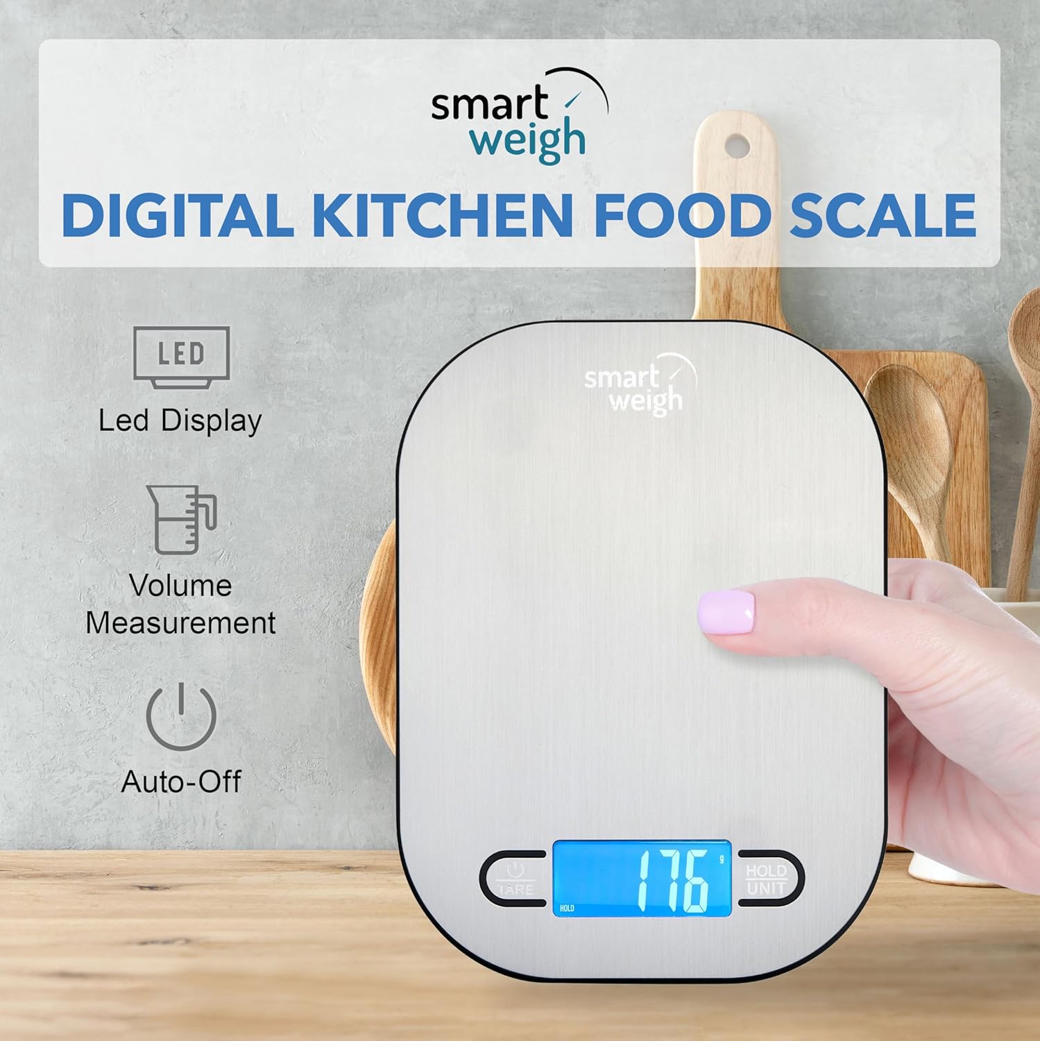 Smart Weigh Small Stainless Steel Food Scales for Kitchen Weight Loss Calorie Scale, Baking Kitchen Scales Digital Weight Grams and Ounces, Weight Watchers Scale for Food, Cooking, Bread