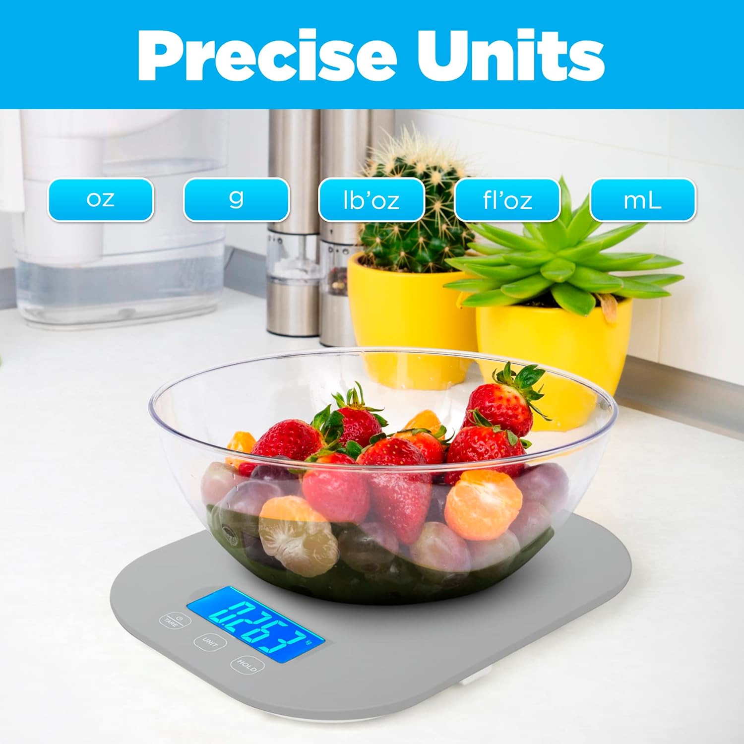 Smart Weigh Small Gray Food Scales for Kitchen Weight Loss Calorie Scale, Baking Kitchen Scales Digital Weight Grams and Ounces, Weight Watchers Scale for Food, Cooking, Bread