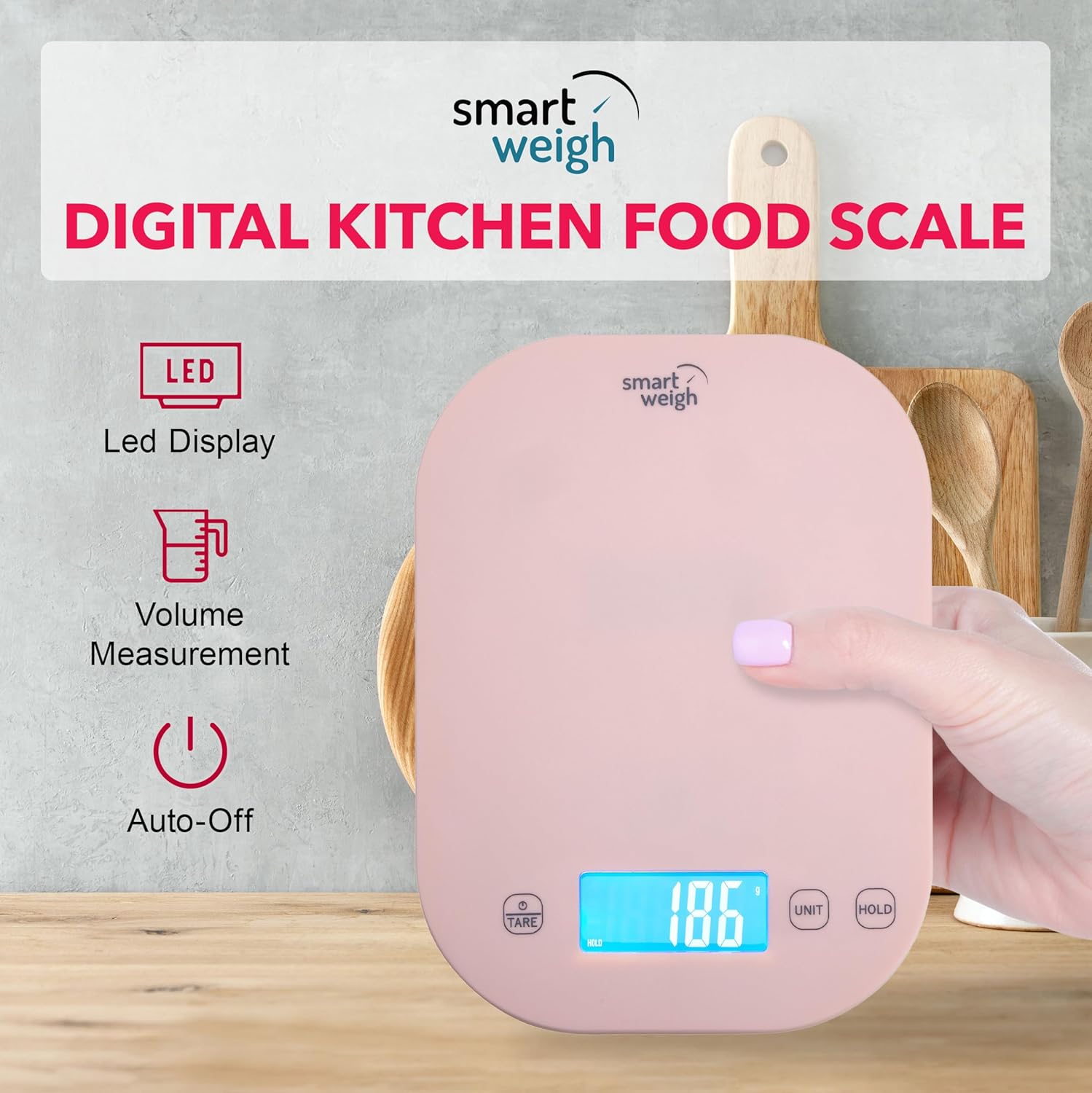 Smart Weigh Small Pink Food Scales for Kitchen Weight Loss Calorie Scale, Baking Kitchen Scales Digital Weight Grams and Ounces, Weight Watchers Scale for Food, Cooking, Bread
