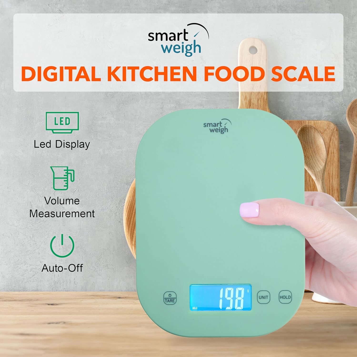 Smart Weigh Small Green Food Scales for Kitchen Weight Loss Calorie Scale, Baking Kitchen Scales Digital Weight Grams and Ounces, Weight Watchers Scale for Food, Cooking, Bread