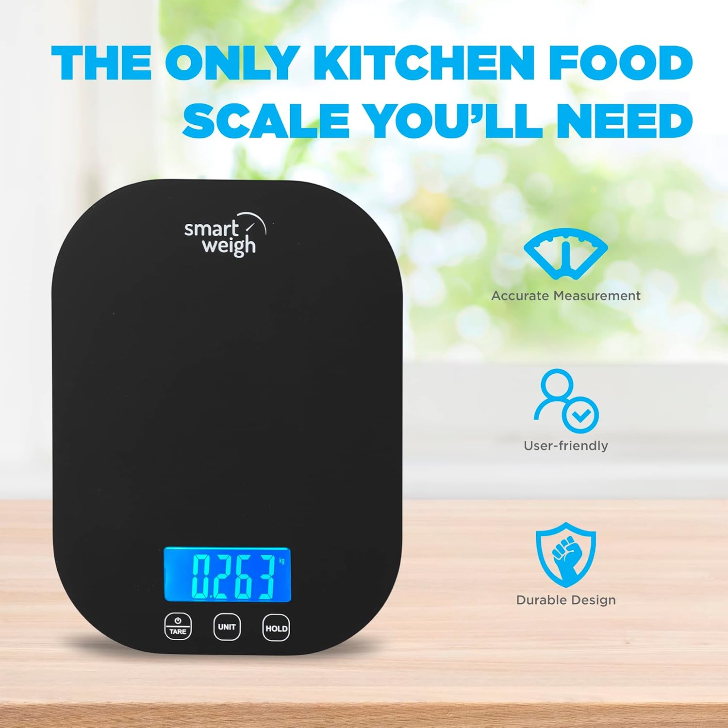 Smart Weigh Small Black Food Scales for Kitchen Weight Loss Calorie Scale, Baking Kitchen Scales Digital Weight Grams and Ounces, Weight Watchers Scale for Food, Cooking, Bread