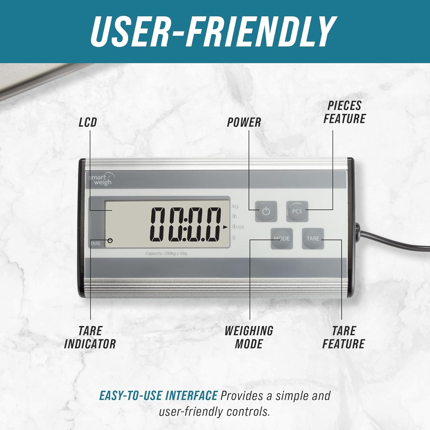 Smart Weigh 440lbs x 6 oz. Digital Heavy Duty Shipping and Postal Scale, with Durable Stainless Steel Large Platform, UPS USPS Post Office Postal Scale and Luggage Scale