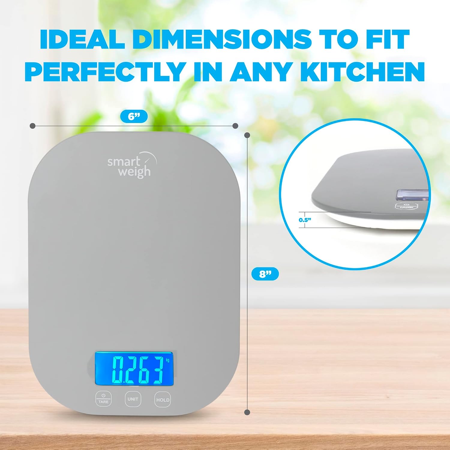 Smart Weigh Small Gray Food Scales for Kitchen Weight Loss Calorie Scale, Baking Kitchen Scales Digital Weight Grams and Ounces, Weight Watchers Scale for Food, Cooking, Bread
