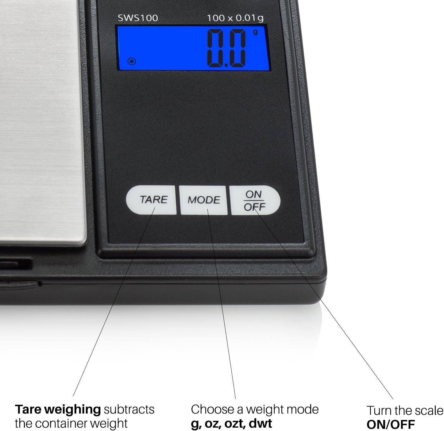 Smart Weigh Digital Pocket Gram Scale, 1000g x 0.1 Grams, Digital Gram Scale, Jewelry Scale, Food Scale, Medicine Scale, Kitchen Scale Black, Battery Included
