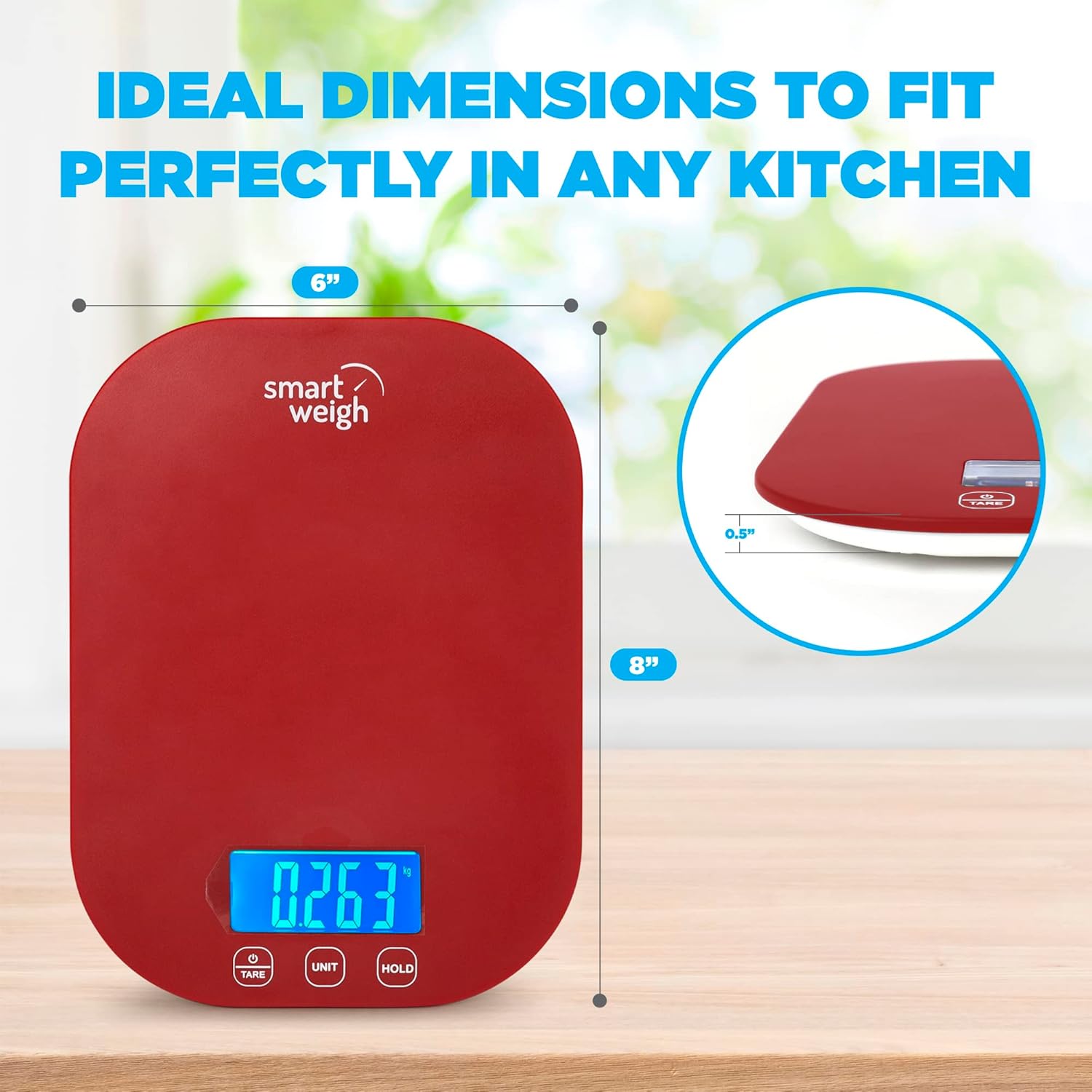 Smart Weigh Small Red Food Scales for Kitchen Weight Loss Calorie Scale, Baking Kitchen Scales Digital Weight Grams and Ounces, Weight Watchers Scale for Food, Cooking, Bread