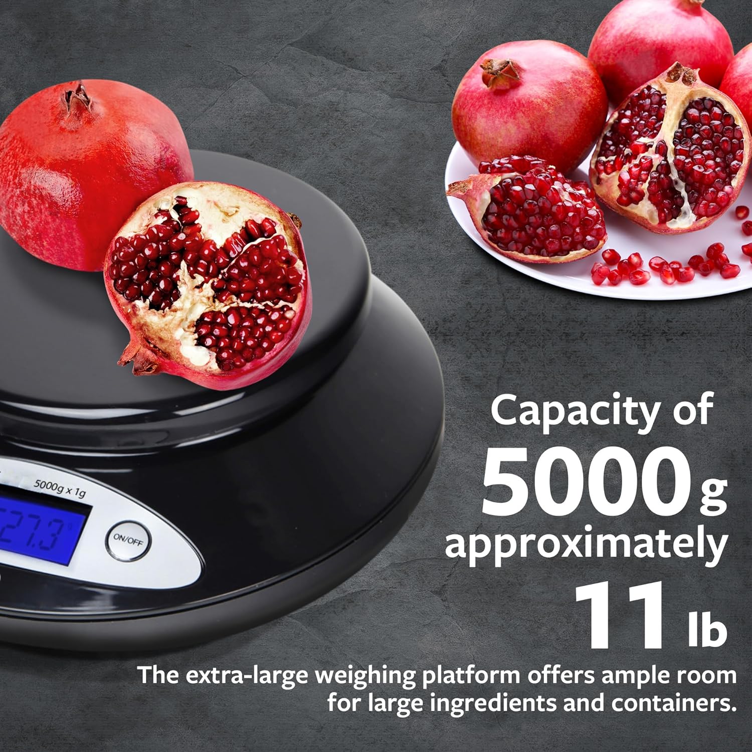 Smart Weigh Food Kitchen Scale with Bowl,11lb x 0.1oz / 5000 x 1grams, Digital Weight Scale for Baking,Cooking for Ounces and Grams