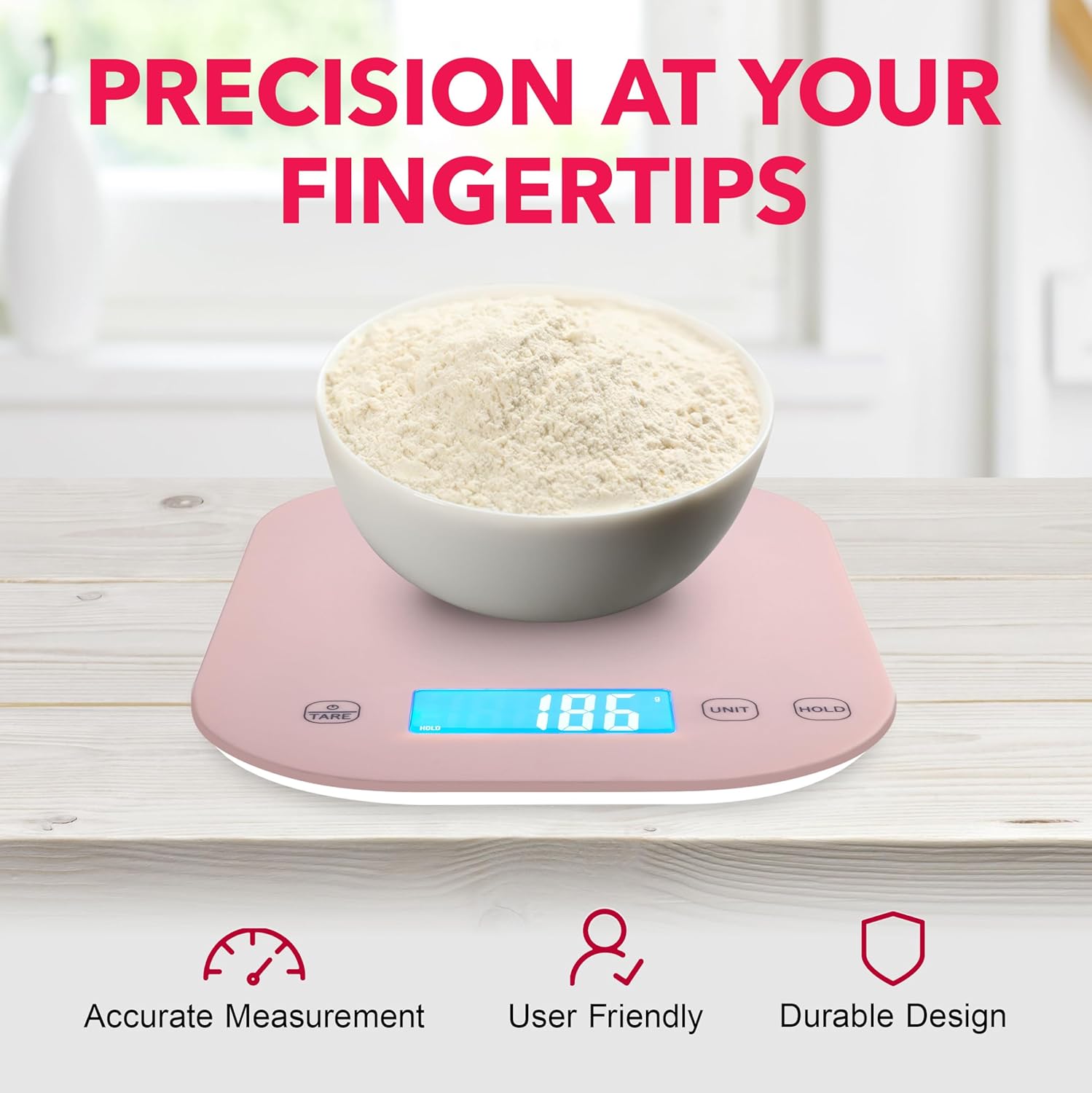 Smart Weigh Small Pink Food Scales for Kitchen Weight Loss Calorie Scale, Baking Kitchen Scales Digital Weight Grams and Ounces, Weight Watchers Scale for Food, Cooking, Bread