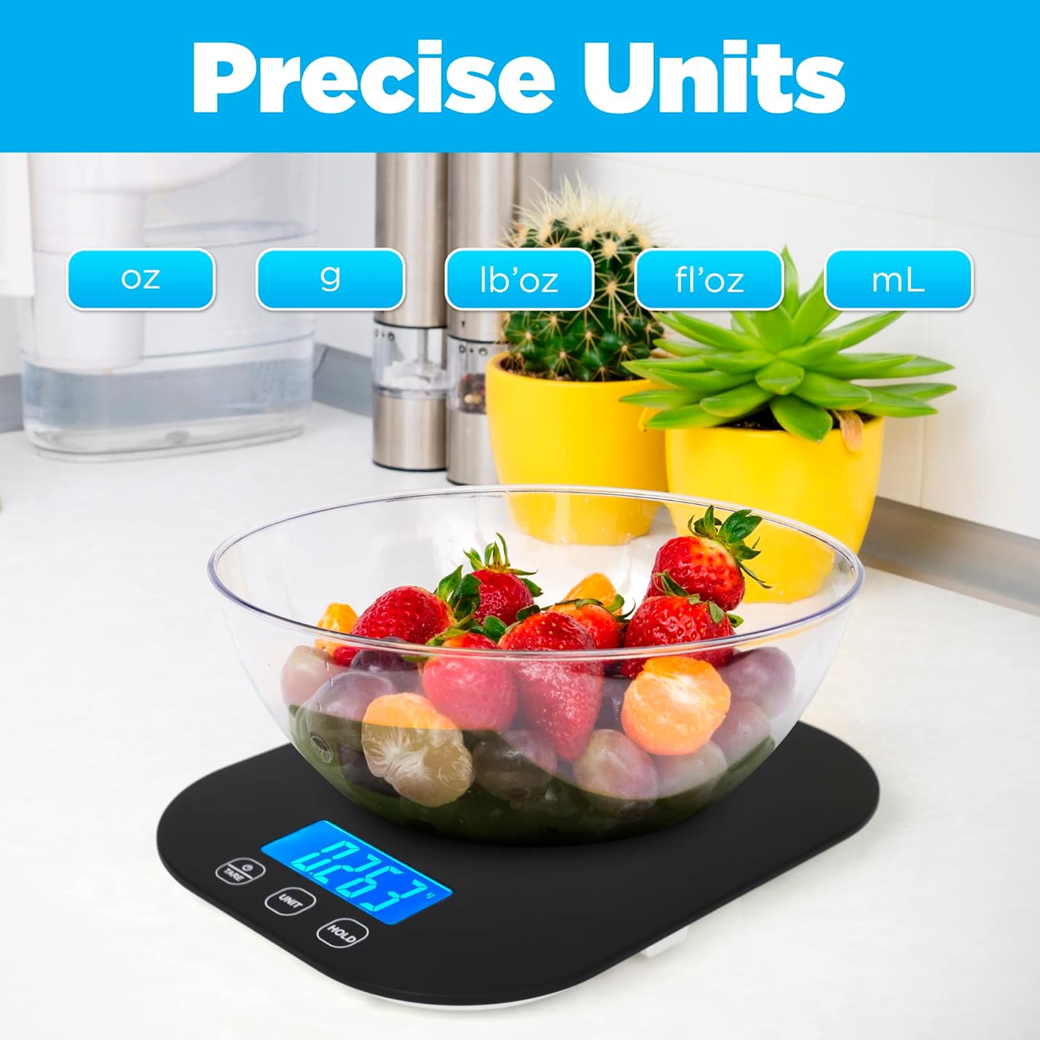 Smart Weigh Small Black Food Scales for Kitchen Weight Loss Calorie Scale, Baking Kitchen Scales Digital Weight Grams and Ounces, Weight Watchers Scale for Food, Cooking, Bread