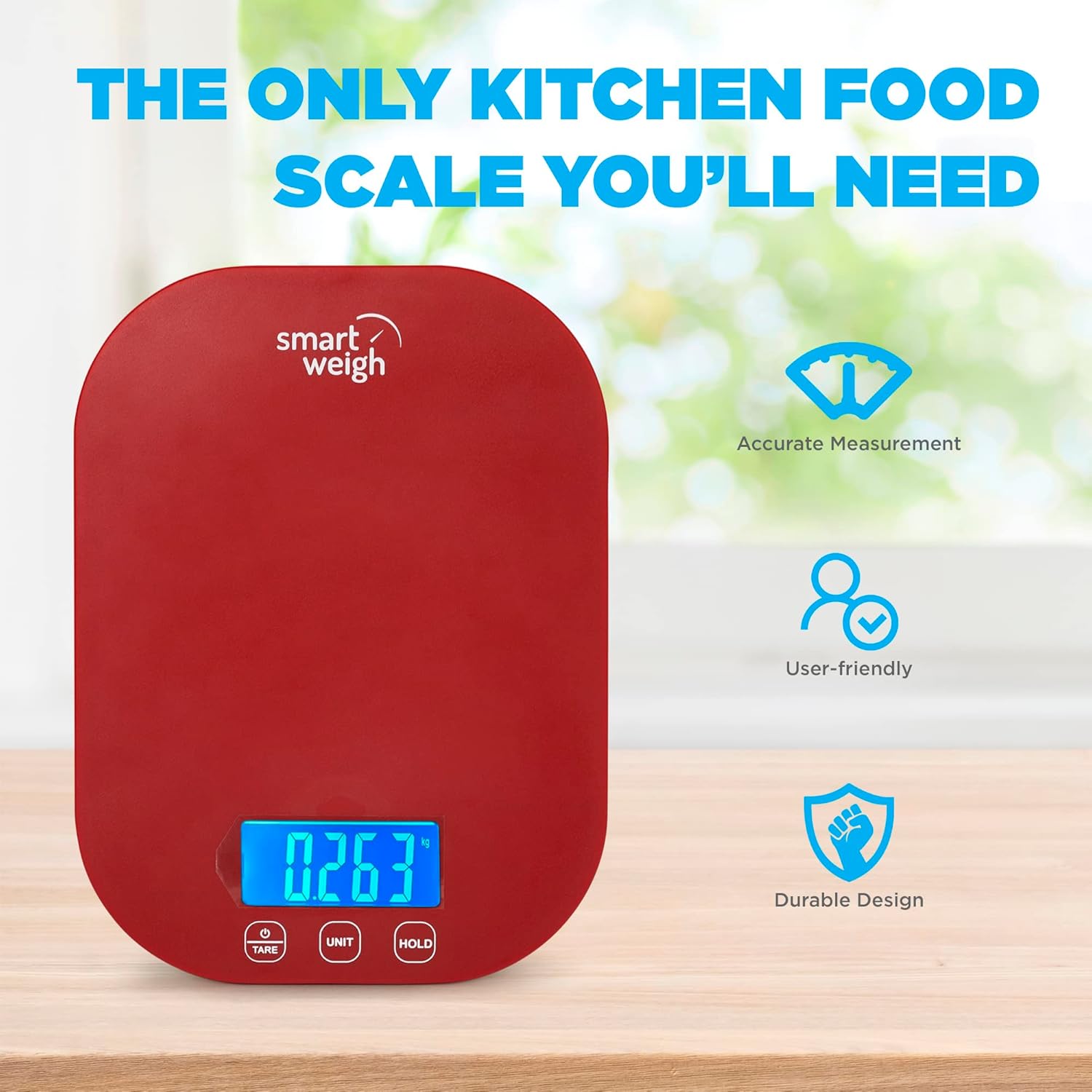 Smart Weigh Small Red Food Scales for Kitchen Weight Loss Calorie Scale, Baking Kitchen Scales Digital Weight Grams and Ounces, Weight Watchers Scale for Food, Cooking, Bread