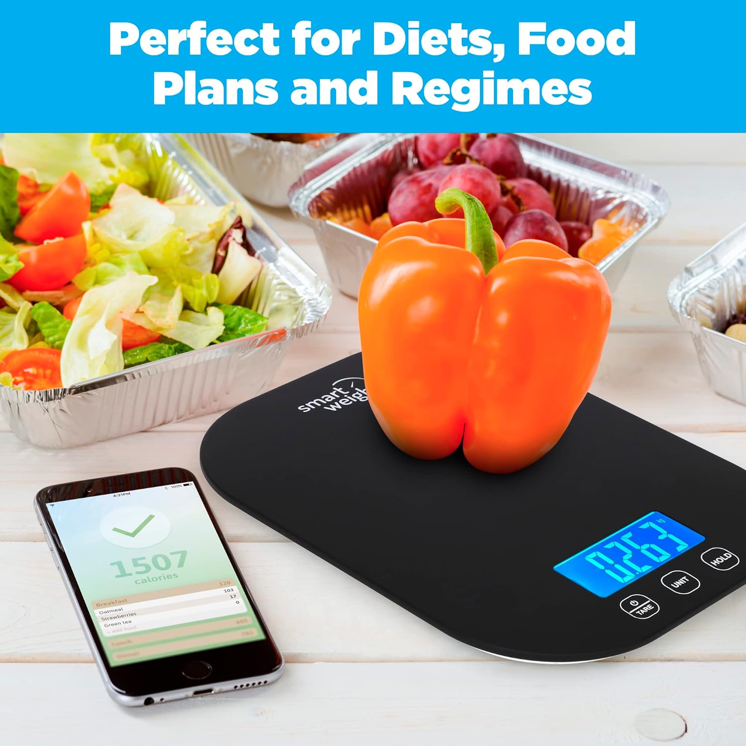 Smart Weigh Small Black Food Scales for Kitchen Weight Loss Calorie Scale, Baking Kitchen Scales Digital Weight Grams and Ounces, Weight Watchers Scale for Food, Cooking, Bread