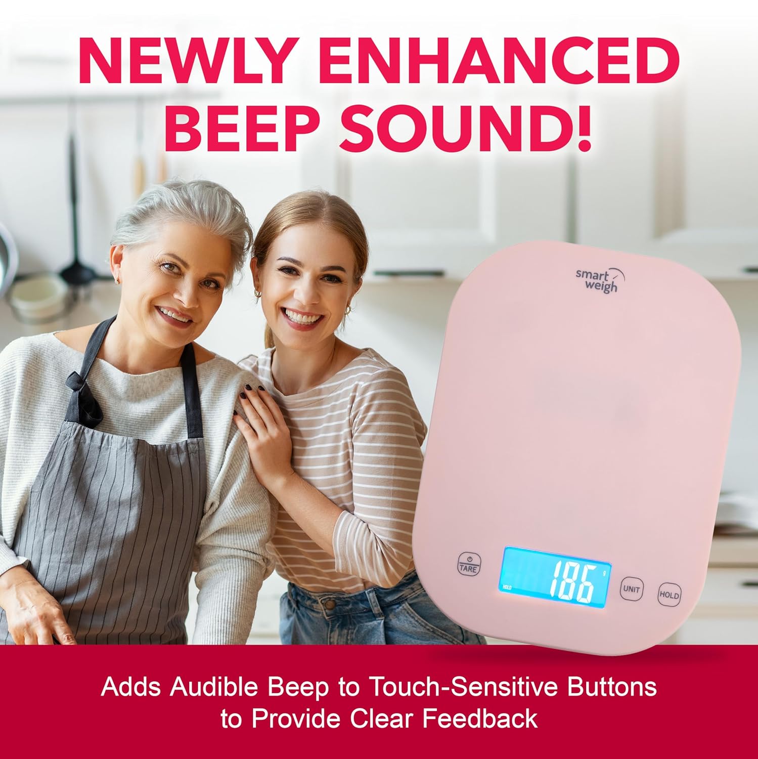 Smart Weigh Small Pink Food Scales for Kitchen Weight Loss Calorie Scale, Baking Kitchen Scales Digital Weight Grams and Ounces, Weight Watchers Scale for Food, Cooking, Bread