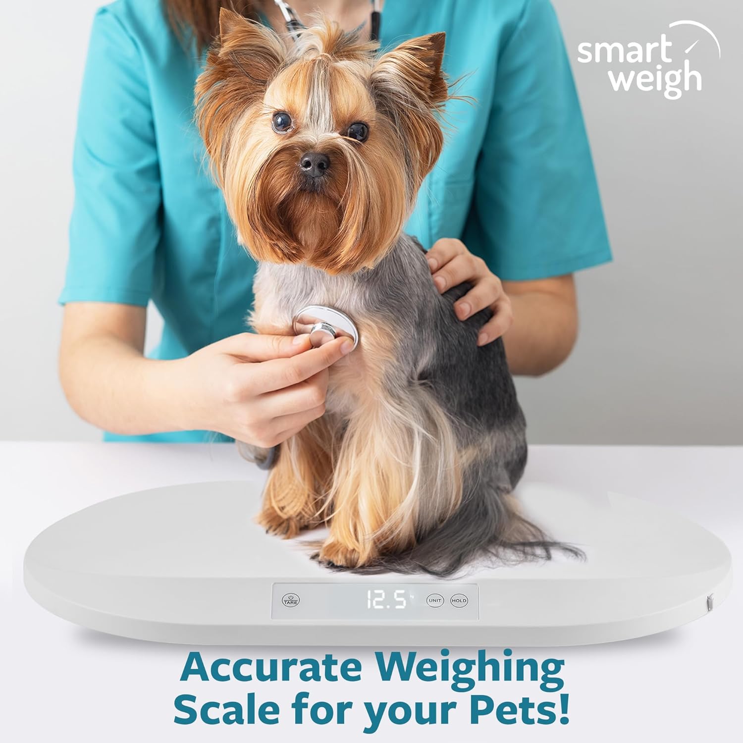 Smart Weigh Accurate Digital Baby and Pet Scale with Changing Pad Infant Weight Scale Cats Dogs Scales Weighing Newborns Touch Button High Precision Sensor Non-Slip Feet 40kg Capacity