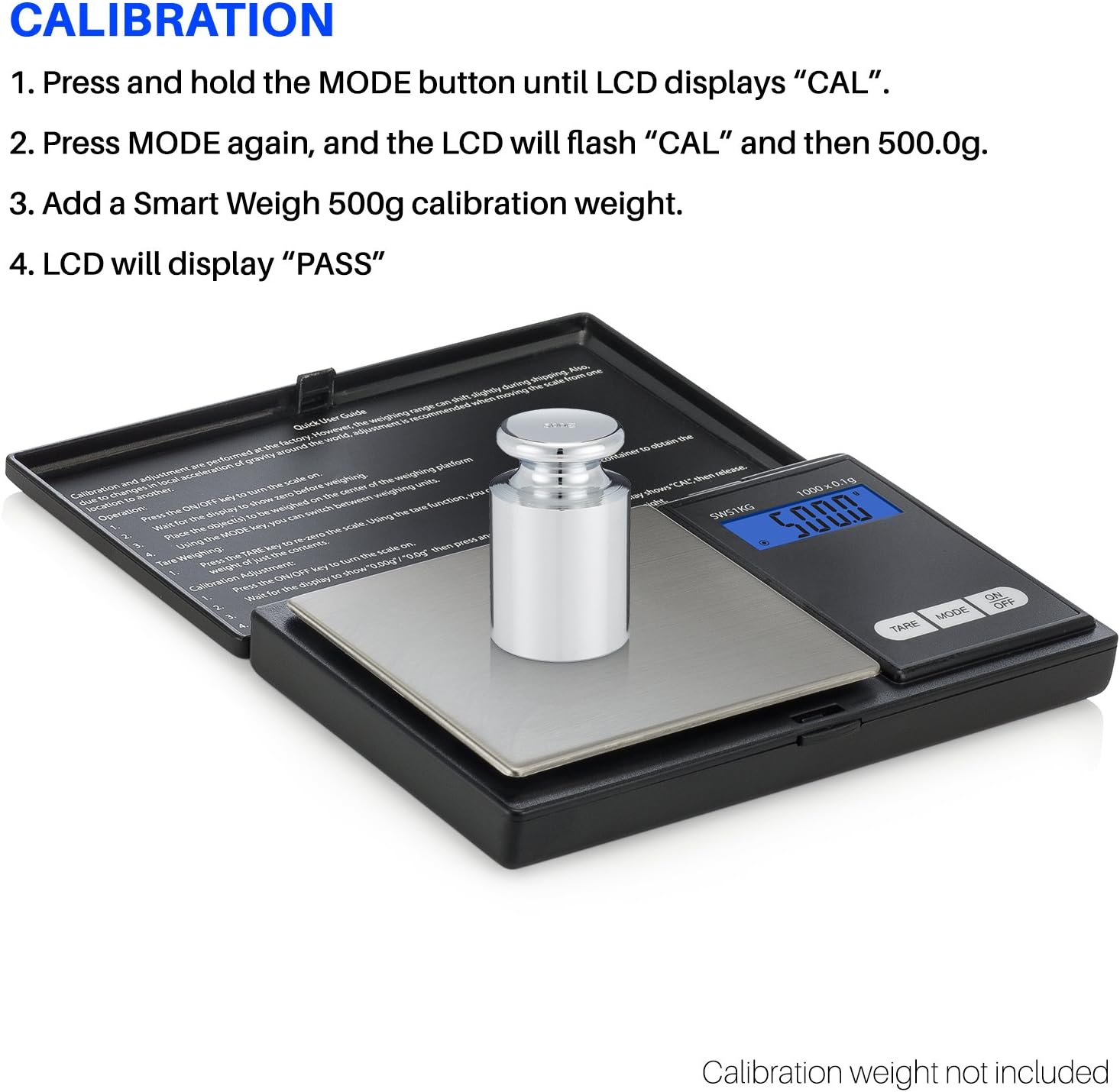 Smart Weigh Digital Pocket Gram Scale, 1000g x 0.1 Grams, Digital Gram Scale, Jewelry Scale, Food Scale, Medicine Scale, Kitchen Scale Black, Battery Included