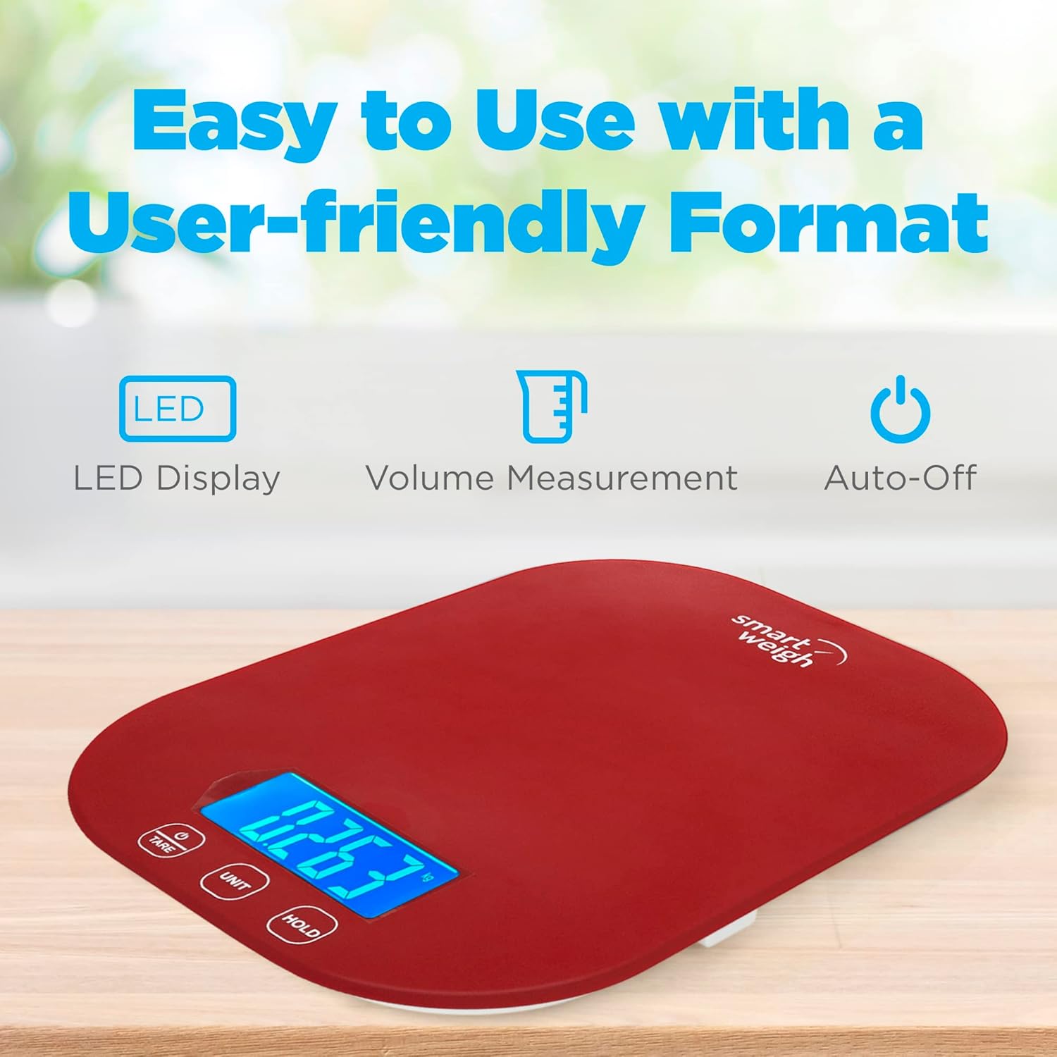 Smart Weigh Small Red Food Scales for Kitchen Weight Loss Calorie Scale, Baking Kitchen Scales Digital Weight Grams and Ounces, Weight Watchers Scale for Food, Cooking, Bread