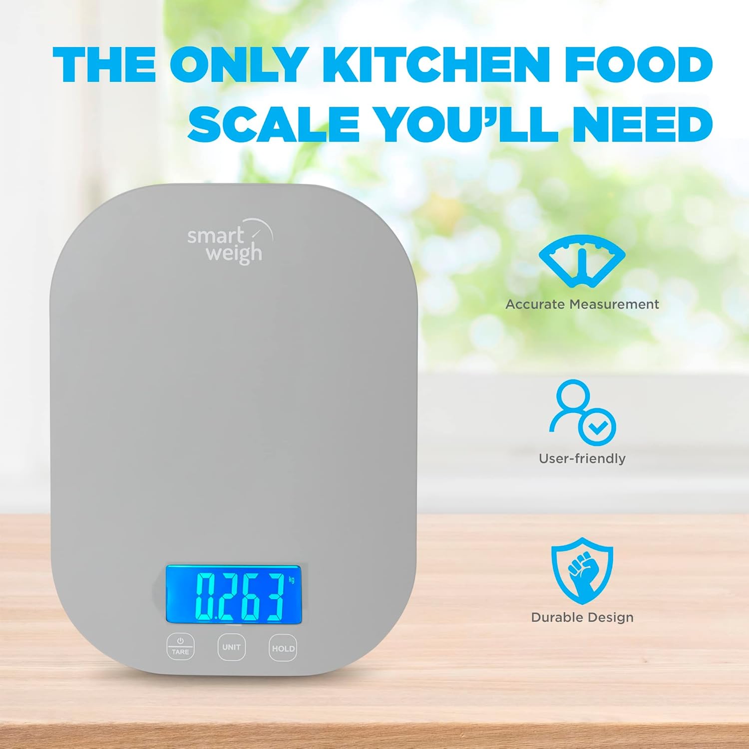 Smart Weigh Small Gray Food Scales for Kitchen Weight Loss Calorie Scale, Baking Kitchen Scales Digital Weight Grams and Ounces, Weight Watchers Scale for Food, Cooking, Bread