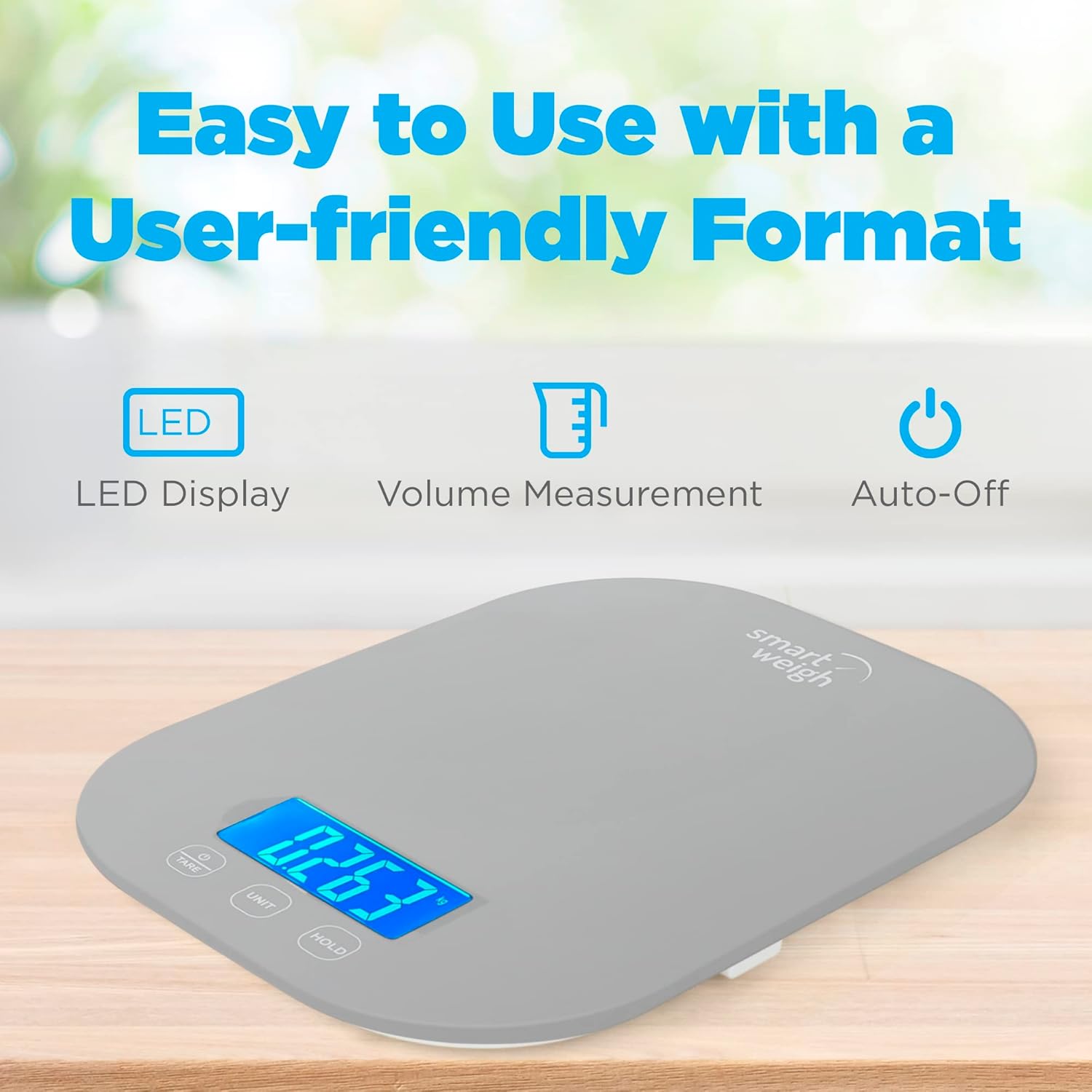 Smart Weigh Small Gray Food Scales for Kitchen Weight Loss Calorie Scale, Baking Kitchen Scales Digital Weight Grams and Ounces, Weight Watchers Scale for Food, Cooking, Bread