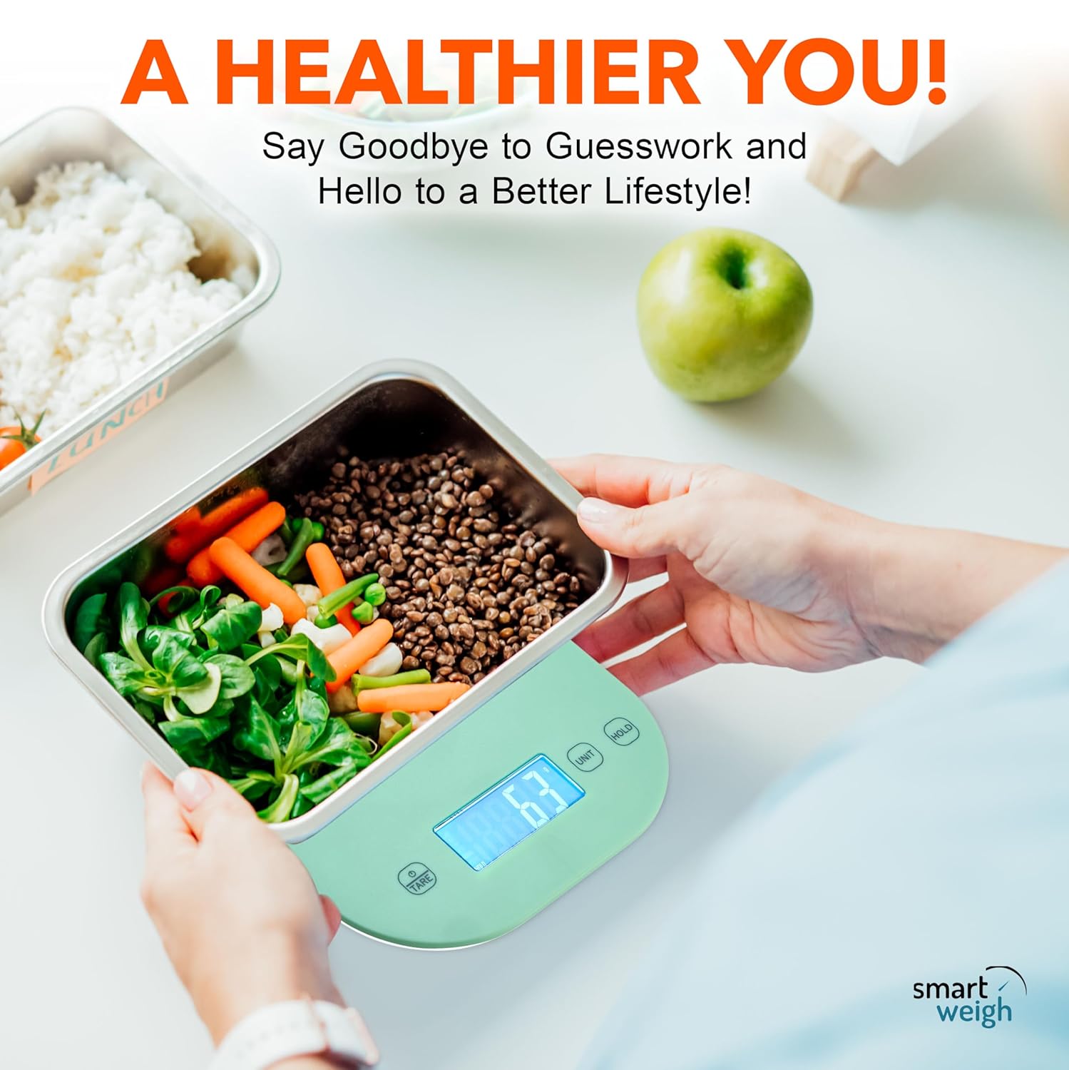 Smart Weigh Small Green Food Scales for Kitchen Weight Loss Calorie Scale, Baking Kitchen Scales Digital Weight Grams and Ounces, Weight Watchers Scale for Food, Cooking, Bread