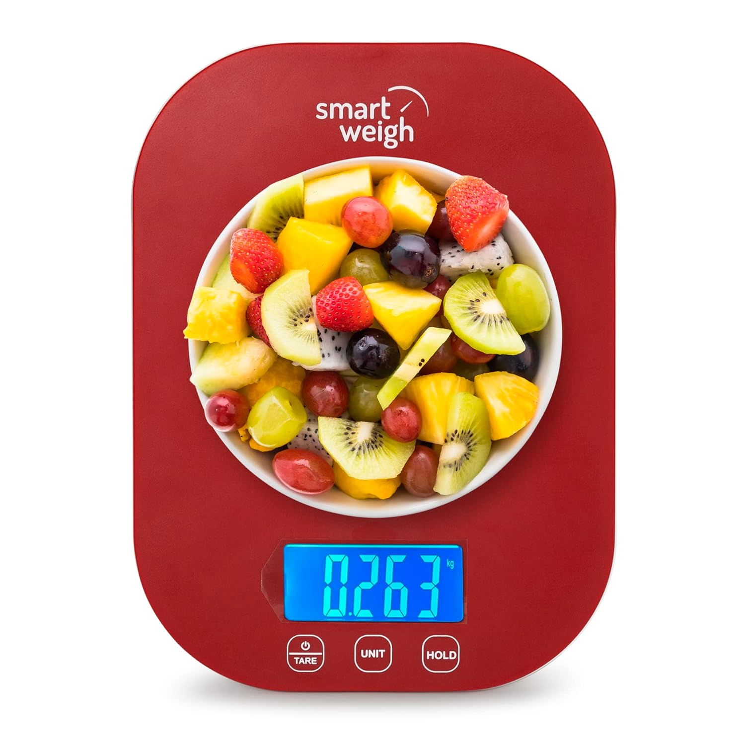 Smart Weigh Small Red Food Scales for Kitchen Weight Loss Calorie Scale, Baking Kitchen Scales Digital Weight Grams and Ounces, Weight Watchers Scale for Food, Cooking, Bread