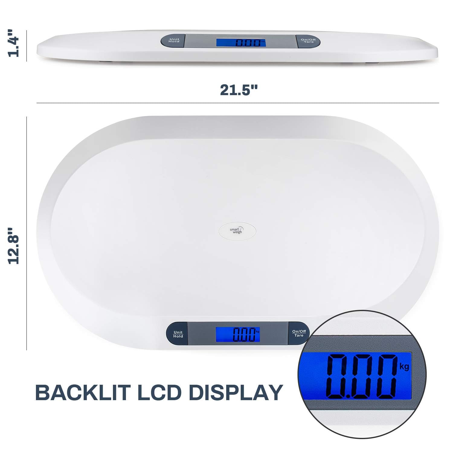 Smart Weigh Digital Baby Scale Infant Scale for Weighing Pet Scale for Puppy and Cat Accurate Digital Scale in Pounds Ounces Kilograms Holds Up to 44 Lbs Multi-Function with Hold Function