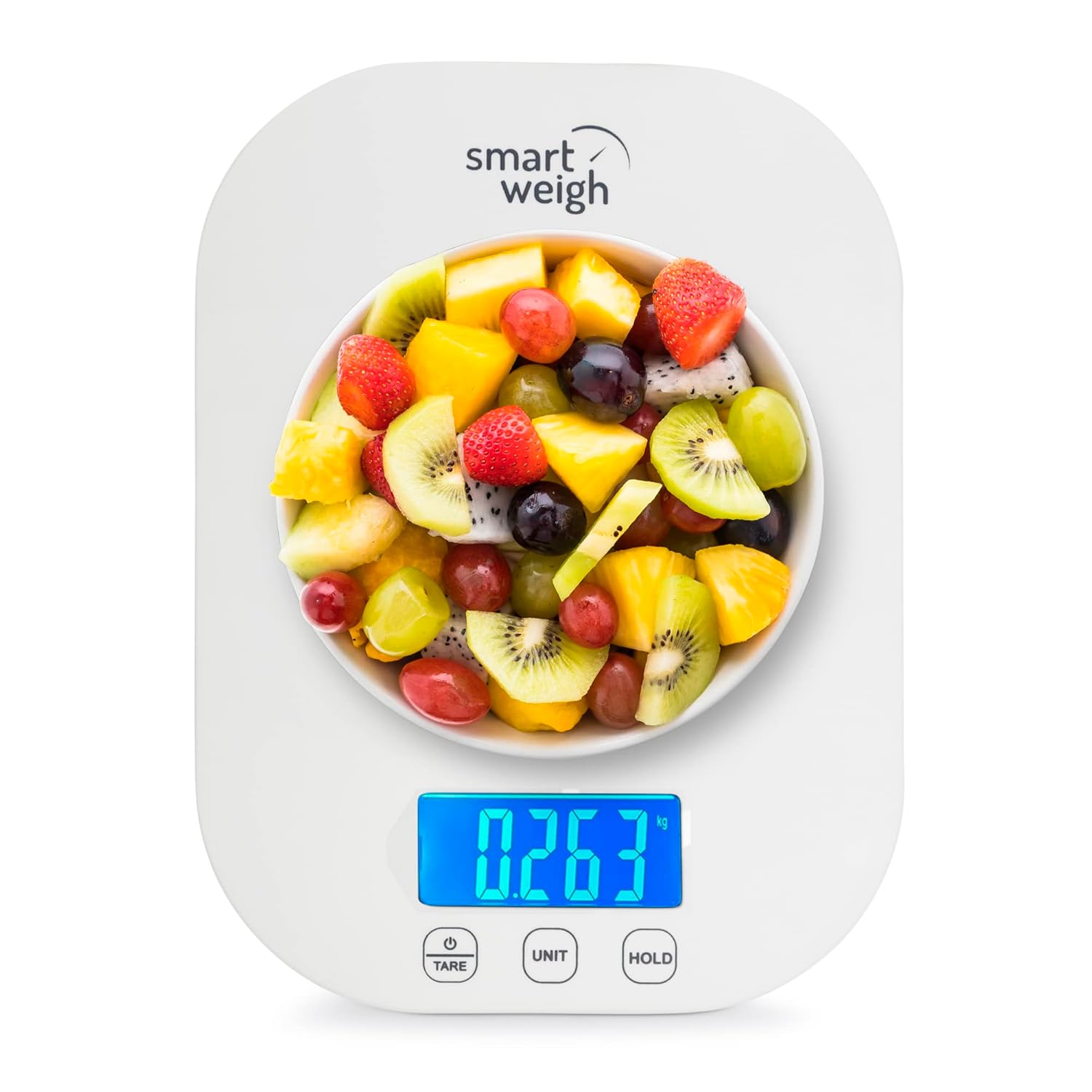 Smart Weigh Small White Food Scales for Kitchen Weight Loss Calorie Scale, Baking Kitchen Scales Digital Weight Grams and Ounces, Weight Watchers Scale for Food, Cooking, Bread