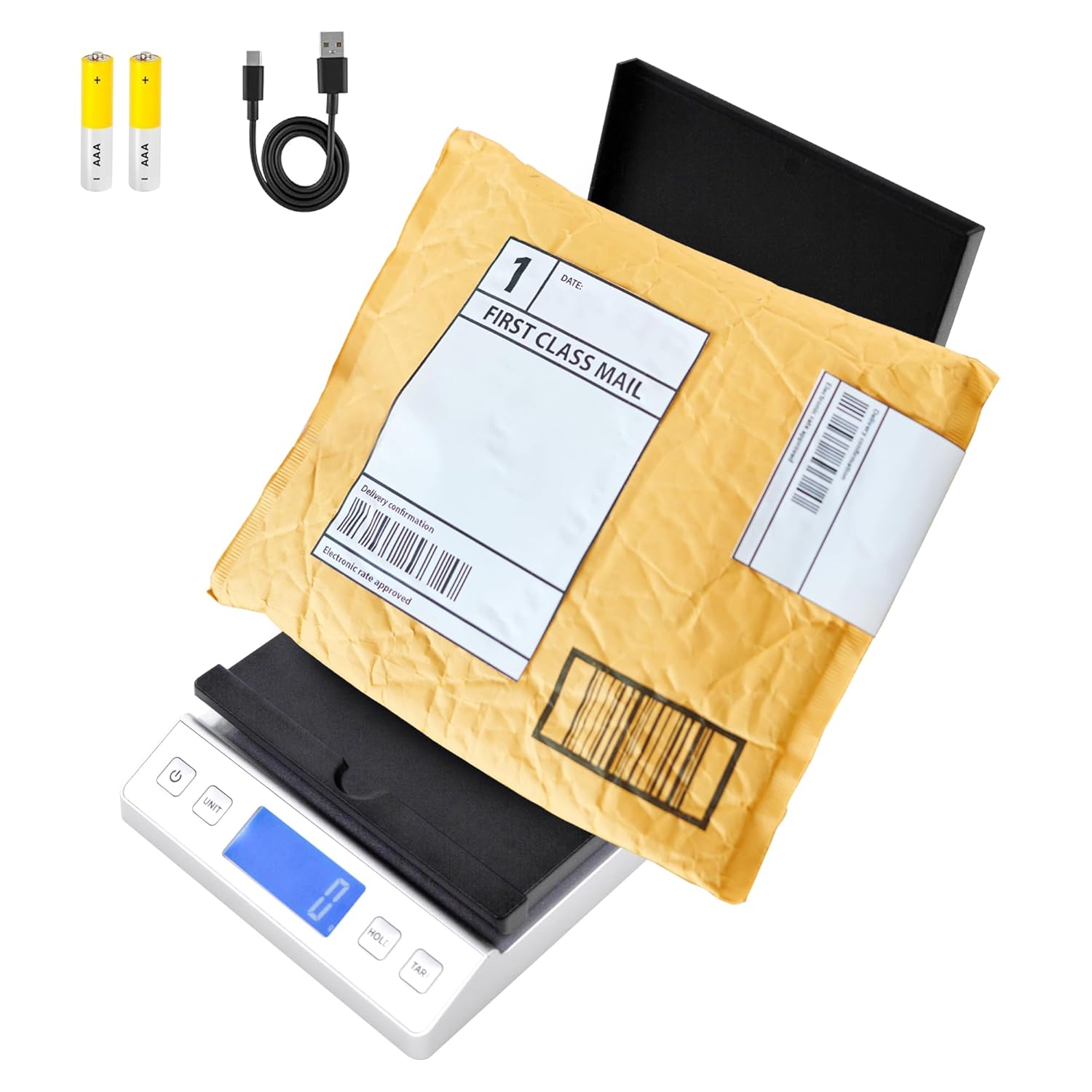 Smart Weigh Digital Shipping Scale 66LB x 0.1oz Hold and Tare Function Accurate Postal Scale for Packages Includes Batteries and AC Adapter Reliable for Mail and Shipping