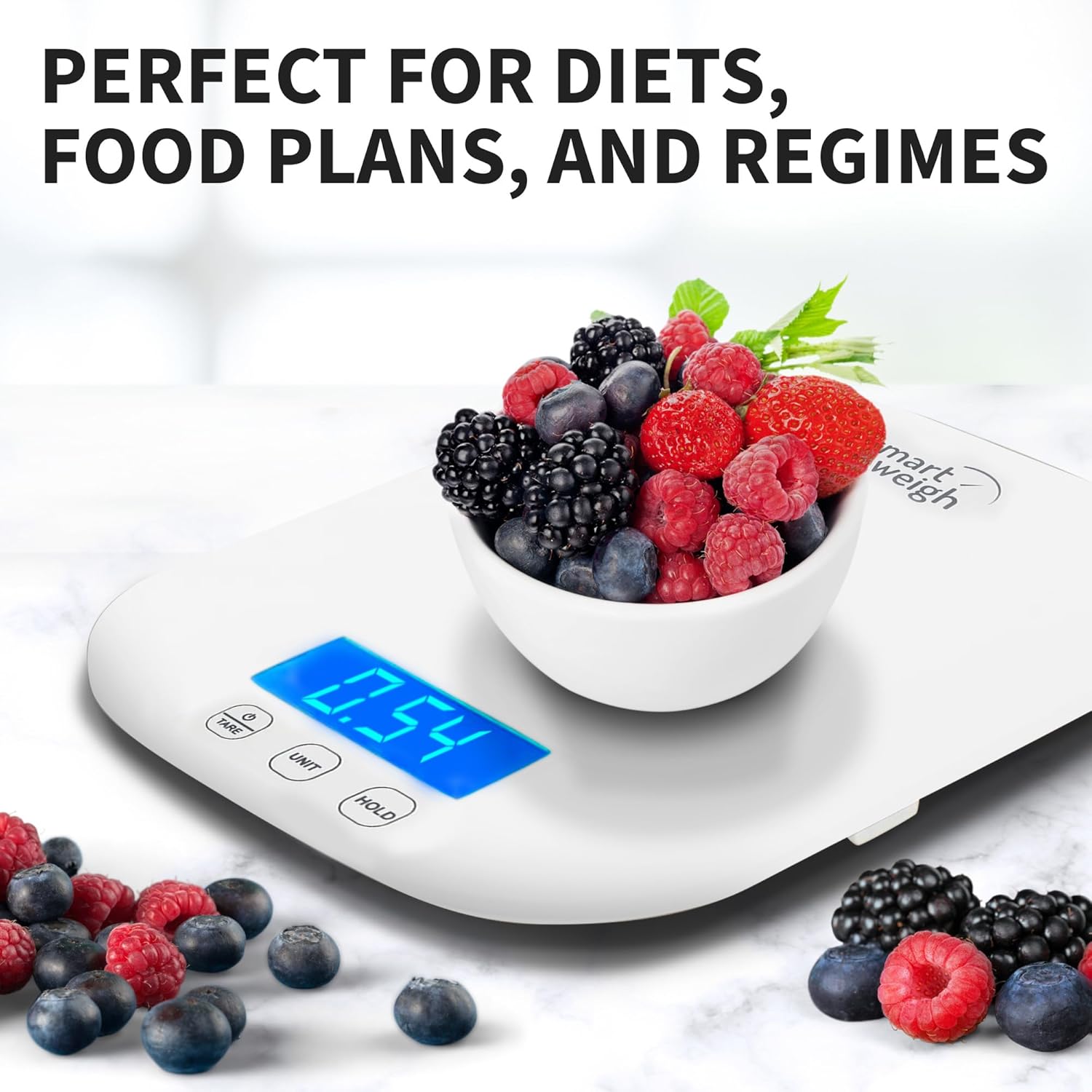 Smart Weigh Small White Food Scales for Kitchen Weight Loss Calorie Scale, Baking Kitchen Scales Digital Weight Grams and Ounces, Weight Watchers Scale for Food, Cooking, Bread
