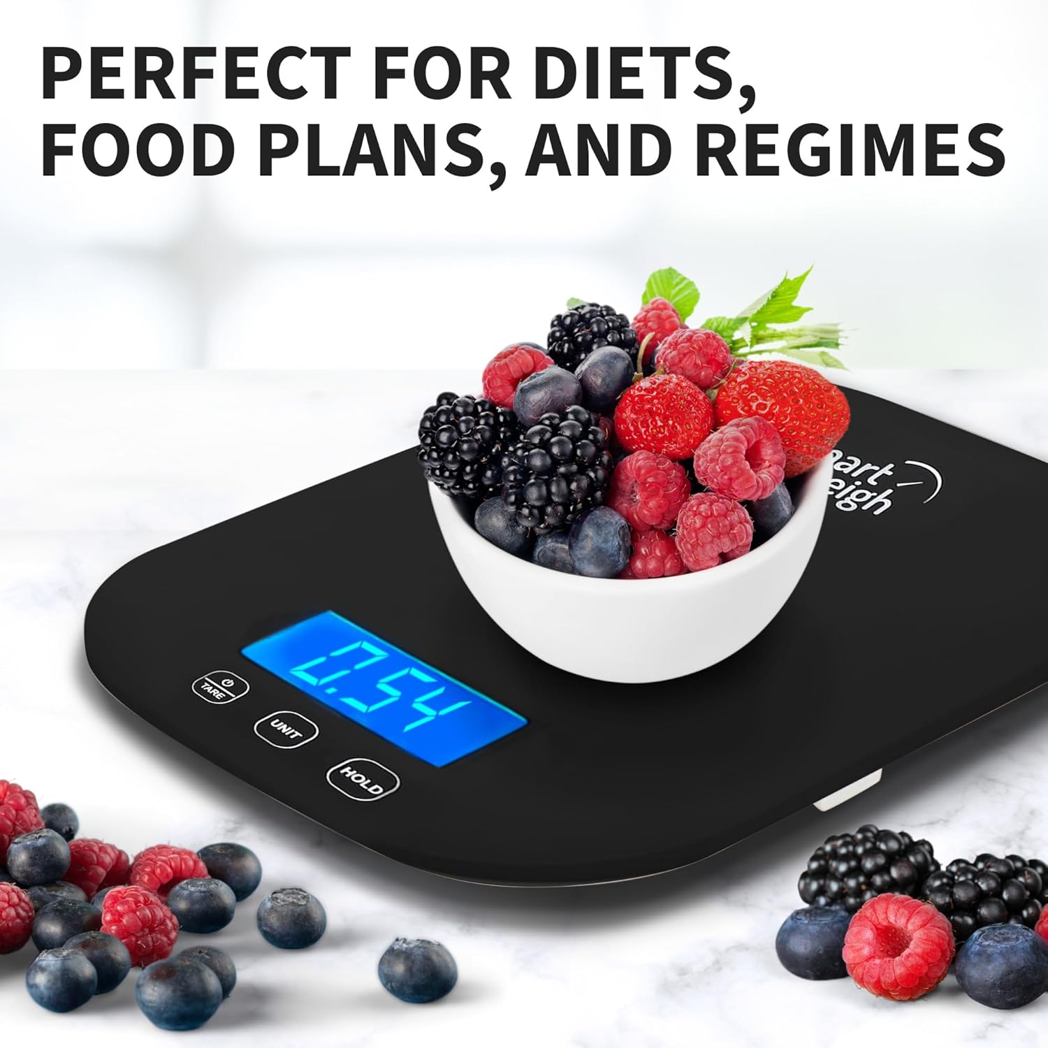 Smart Weigh Small Black Food Scales for Kitchen Weight Loss Calorie Scale, Baking Kitchen Scales Digital Weight Grams and Ounces, Weight Watchers Scale for Food, Cooking, Bread