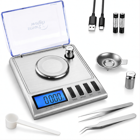Smart Weigh GEM20-20g x 0.001 Grams, High Precision Digital Milligram Jewelry Scale, Reloading, Jewelry and Gems Scale, Calibration Weights and Tweezers Included