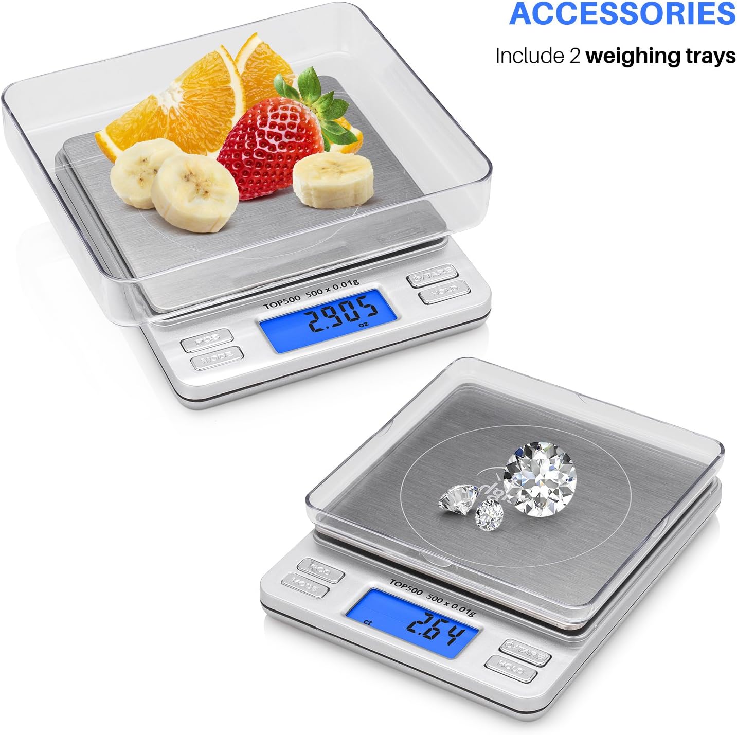 Smart Weigh Digital Pro Pocket Scale 500g x 0.01 Grams Precise Weighing Professional Weight Food Ounces & Grams Mini Kitchen Jewelry Portable Herb Pocket Scale, Hold and Counting Function Back-Lit LCD