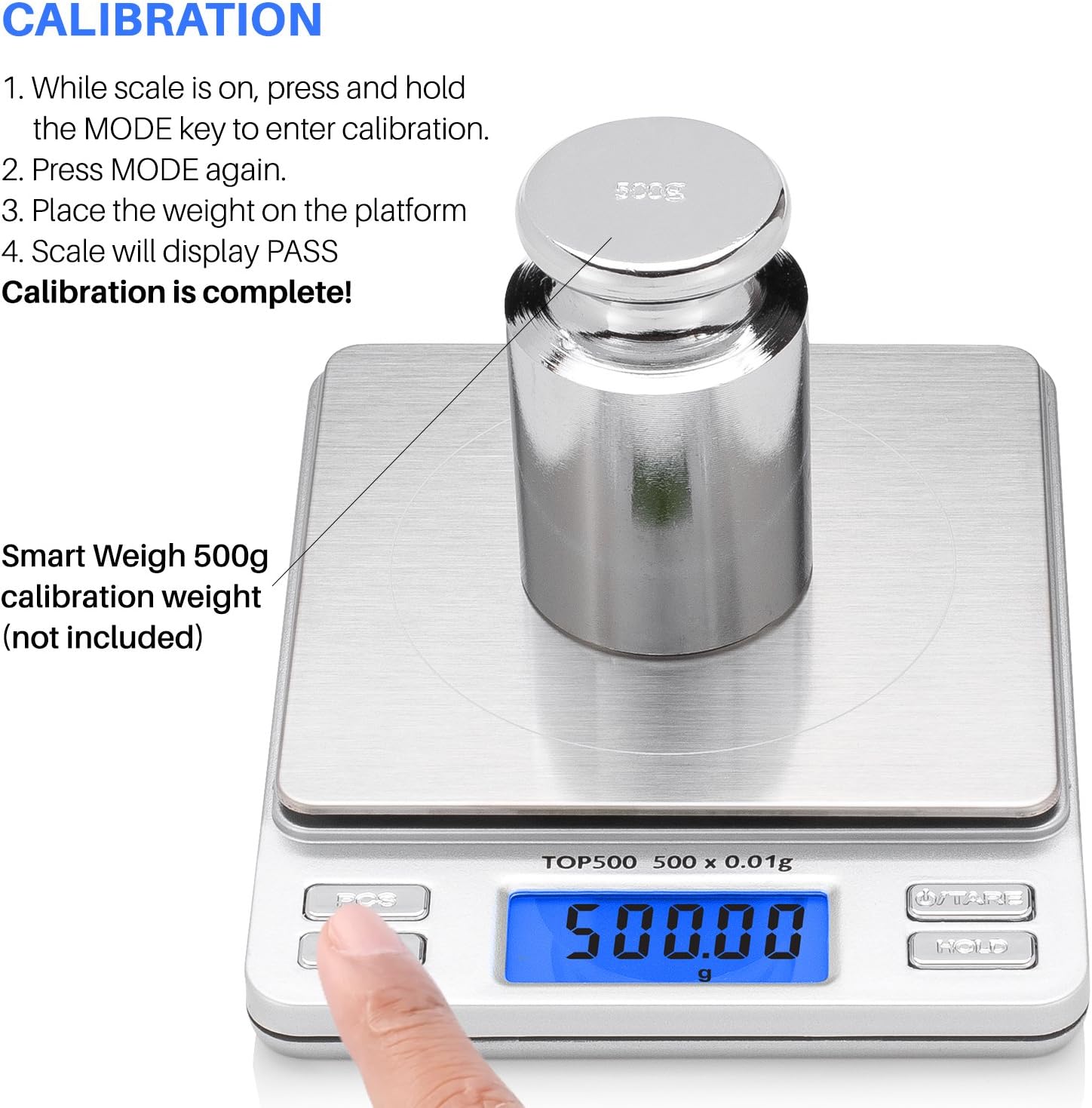 Smart Weigh Digital Pro Pocket Scale 500g x 0.01 Grams Precise Weighing Professional Weight Food Ounces & Grams Mini Kitchen Jewelry Portable Herb Pocket Scale, Hold and Counting Function Back-Lit LCD
