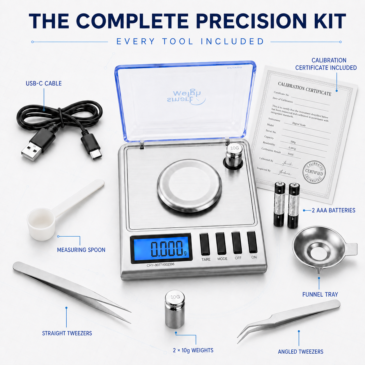 Smart Weigh GEM20-20g x 0.001 Grams, High Precision Digital Milligram Jewelry Scale, Reloading, Jewelry and Gems Scale, Calibration Weights and Tweezers Included