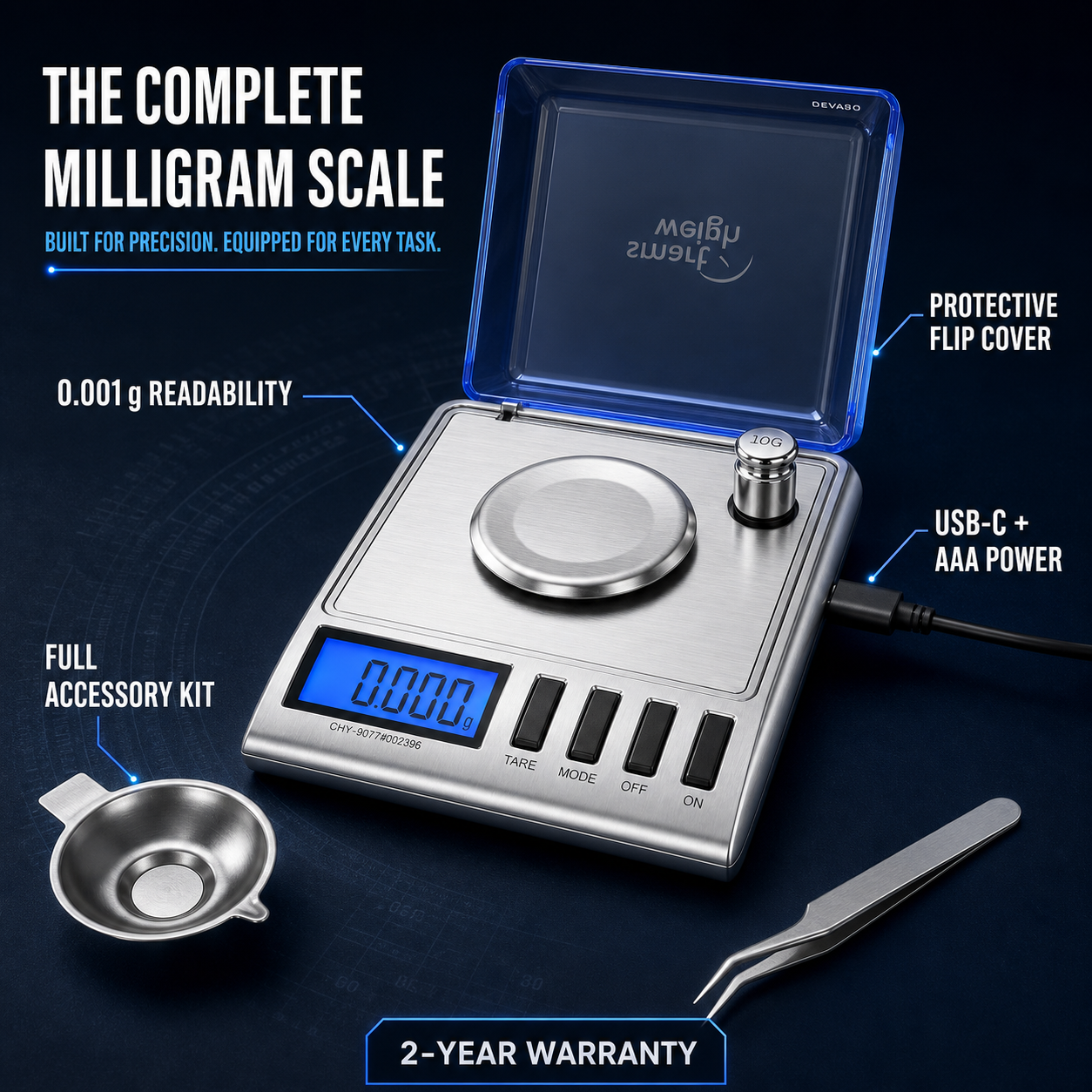 Smart Weigh GEM20-20g x 0.001 Grams, High Precision Digital Milligram Jewelry Scale, Reloading, Jewelry and Gems Scale, Calibration Weights and Tweezers Included